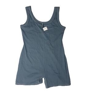 New Skims Greyish Blue Ribbed Rosette Onepiece Short Romper 4X